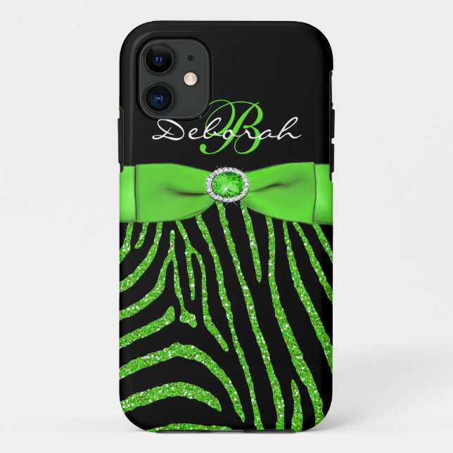 Monogramm Limon, schwarzer GlitzerZebra iPhone 5 Case-Mate iPhone Hülle (Rückseite)