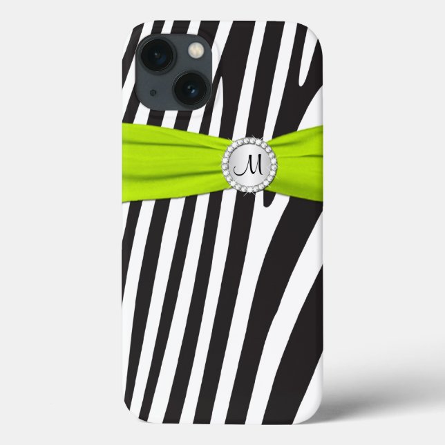 Monogramm Limones Schwarz-weißes Zebra Streifen iP Case-Mate iPhone Hülle (Rückseite)
