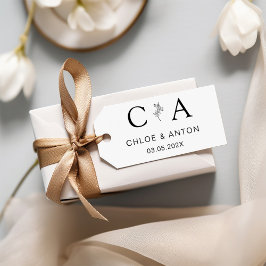 Monogramm, Line-Art-Blume, Hochzeit Gummistempel