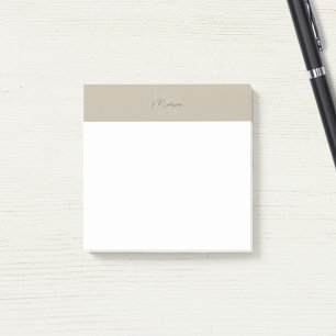 Monogramm-Logo Beige Modern Minimalistisch Post-it Klebezettel