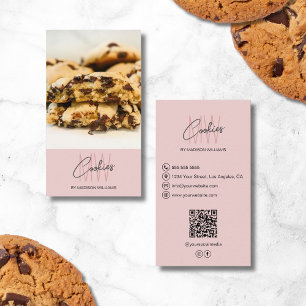 Monogramm Logo-Cookies Backery Foto QR Pink Visitenkarte