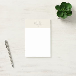 Monogramm-Logo Creme Modern Minimalistisch Post-it Klebezettel