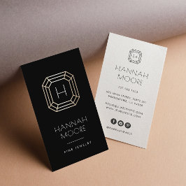 Monogramm-Logo für Schwarz und Gold-Gem | Schmuck Visitenkarte