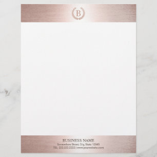 Monogramm-Logo moderne roségoldene Umrandung Briefbogen