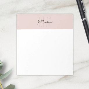 Monogramm-Logo Rosa Modern Minimalistisch Notizblock