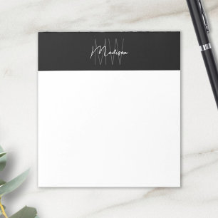 Monogramm-Logo Schwarz-Weiß Modern Minimalistisch Notizblock
