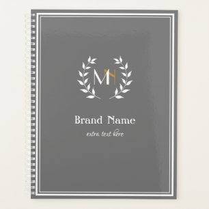 Monogramm Lorbeerkranz Grau Planer