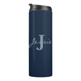 Monogramm Lotus-Malerei mit personalisiertem Namen Thermosbecher