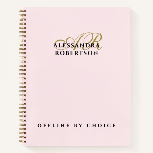 Monogramm Lustig Inspirierend Pastell Rosa Gold Ch Notizbuch (Vorderseite)