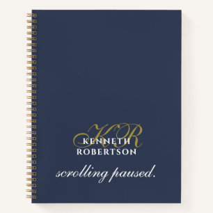Monogramm Lustig Navy Blau Gold Weiß Minimalistisc Notizbuch
