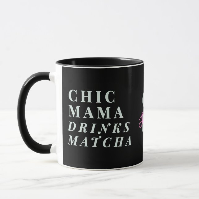 Monogramm Lustige Mama Matcha-Tee-Spruch Minimalis Tasse (Links)