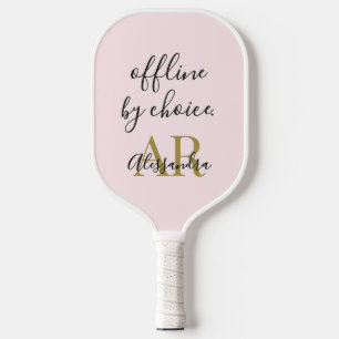 Monogramm lustiges Pastellrosa Gold Schwarz Minima Pickleball Schläger