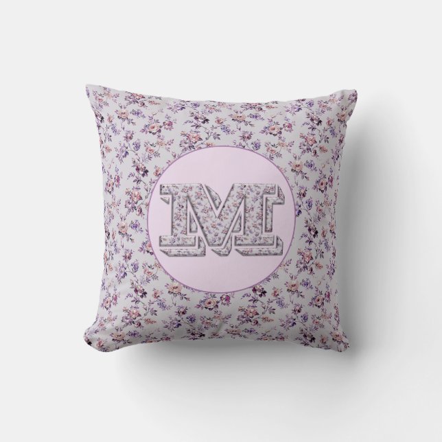 Monogramm Luxus-Blume Kissen (Vorderseite)