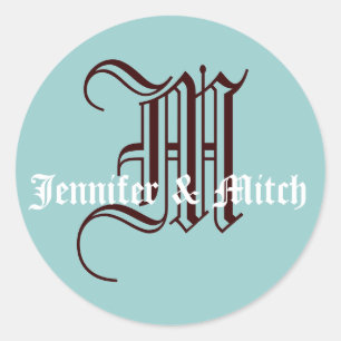Monogramm M Gastgeschenk Hochzeit Siegel Runder Aufkleber