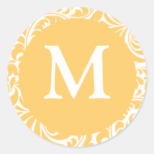 Monogramm M Gold und weiße Gastgeschenk Hochzeiten Runder Aufkleber
