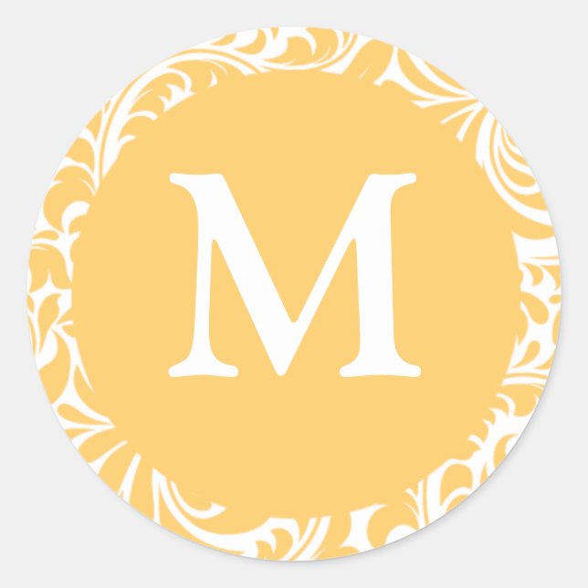 Monogramm M Gold und weiße Gastgeschenk Hochzeiten Runder Aufkleber (Vorderseite)