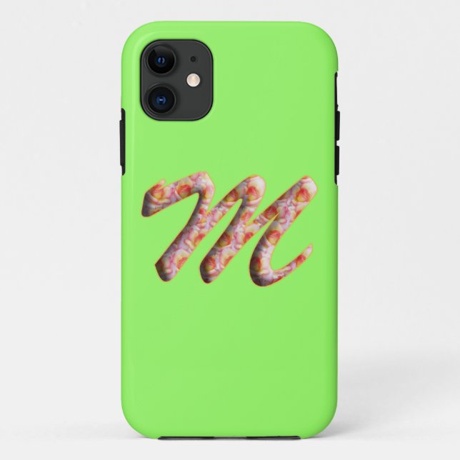 Monogramm M im Rosenmuster Iphone 5 Hülle (Rückseite)