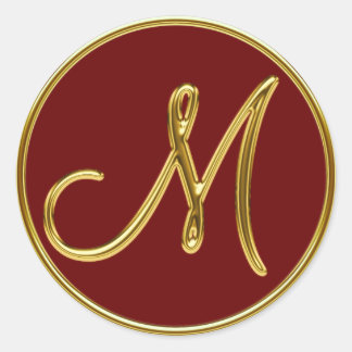 Monogramm M in 3D-Gold Runder Aufkleber