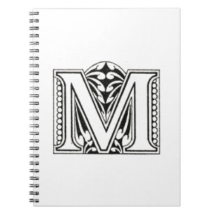 Monogramm M, Letter M, Alphabet M, Schwarz und Wei Notizblock