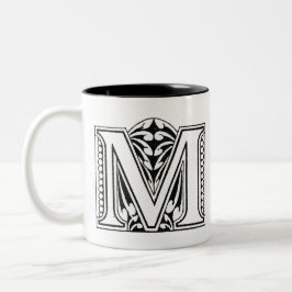 Monogramm M, Letter M, Alphabet M, Schwarz und Wei Zweifarbige Tasse