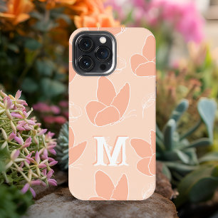 Monogramm M Modern Aprikosen-Pfirsich-Schmetterlin iPhone 13 Pro Max Hülle