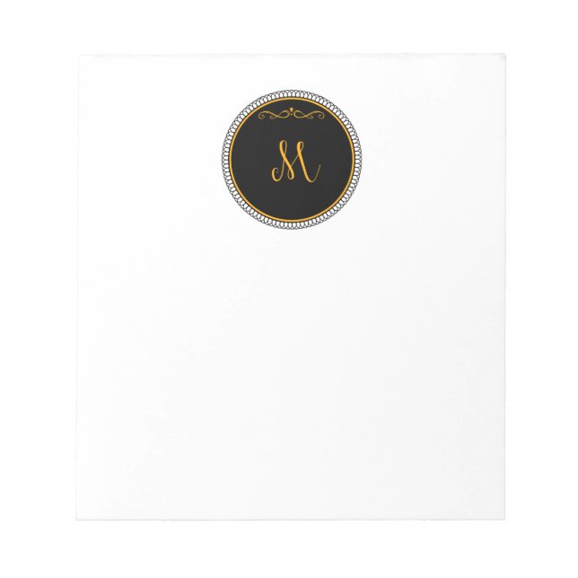 Monogramm M, schwarz und gold, Notizblock (Vorderseite)