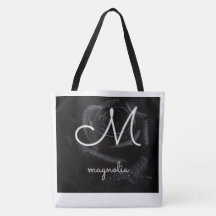 Monogramm M Schwarze Rose Magnolie Wassertropfen F