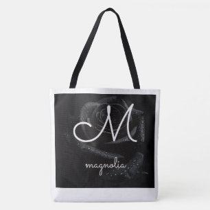 Monogramm M Schwarze Rose Magnolie Wassertropfen F