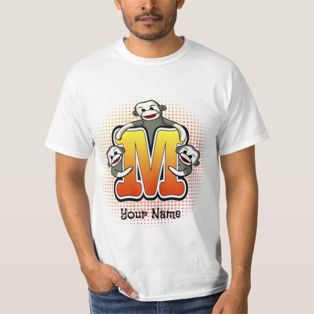 Monogramm M Socken-Affe T-Shirt (Vorderseite)