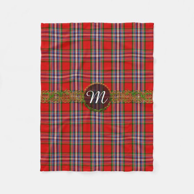 Monogramm MacFarlane Roter Tartan Fleecedecke (Vorderseite)