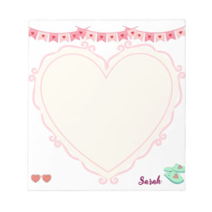 Monogramm Mädchen-Herzen Rosa Hintergrund Pastell Notizblock