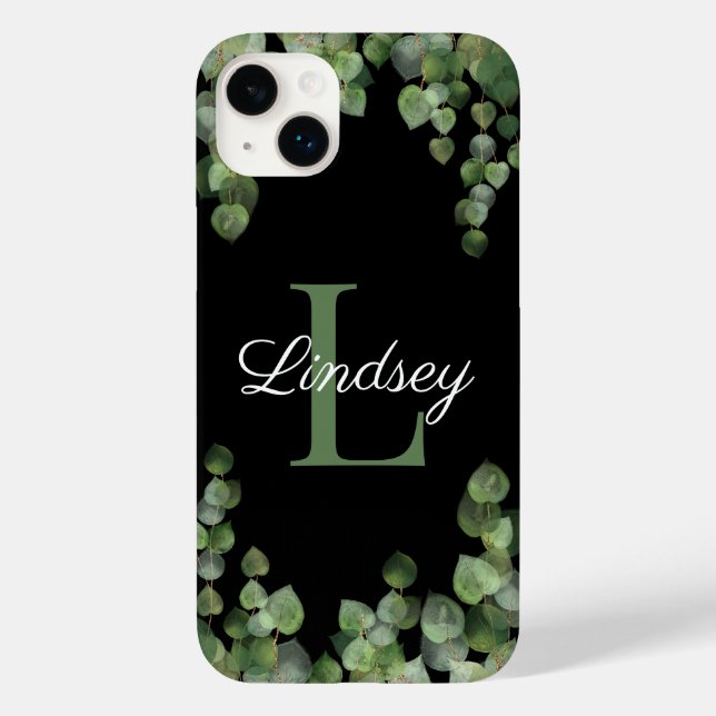 Monogramm Mädchenhaft Stilvoller Eukalyptus  Case-Mate iPhone Hülle (Rückseite)