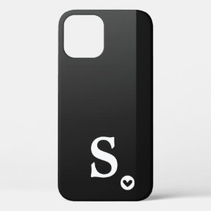 Monogramm Mädchenhaftes Schwarzes Herz Einfache Mo Case-Mate iPhone Hülle