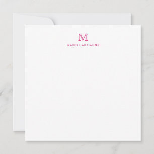 Monogramm Magenta Pink Minimalistisches formales E Mitteilungskarte