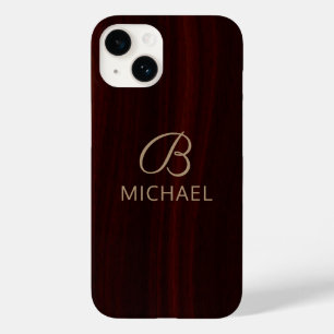 Monogramm Mahagoni Holz Namenszug Case-Mate iPhone 14 Hülle