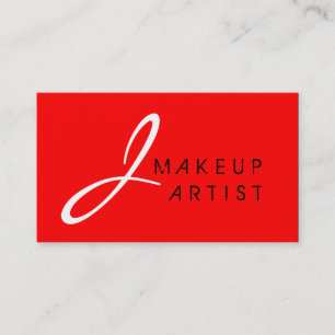 Monogramm-Makeup-Artist roter Hintergrund Visitenkarte