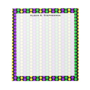 Monogramm Mardi Gras Grün, Gelb, Lila Perlen Notizblock