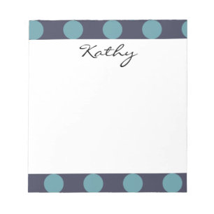 Monogramm Marineblau Babyblau Punkte Muster Notizblock