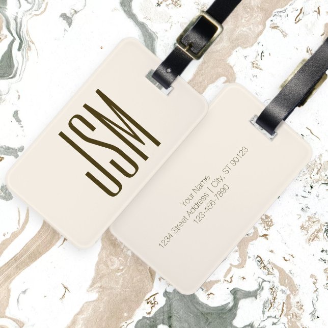 Monogramm, Marke oder Firmenname | Off-white Brown Gepäckanhänger (Von Creator hochgeladen)