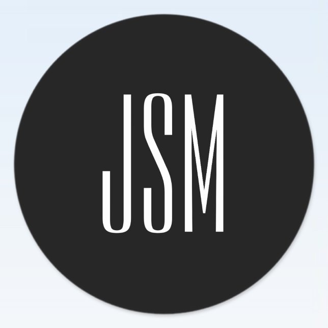 Monogramm, Marke oder Firmenname | Schwarz und Wei Runder Aufkleber (Von Creator hochgeladen)