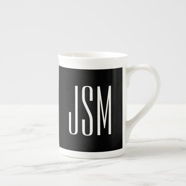 Monogramm, Marke oder Firmenname | Schwarz & Weiß Prozellantasse (Rechts)