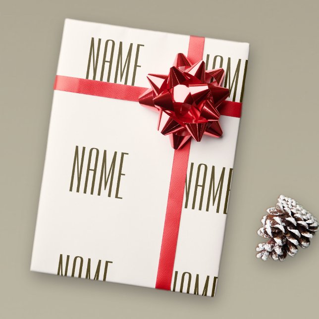 Monogramm, Marke oder Firmenname | Weißbraun Geschenkpapier (Von Creator hochgeladen)
