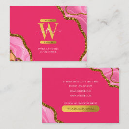 Monogramm-Marmor mit rosa und goldfarbenem Agate G Visitenkarte