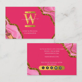 Monogramm-Marmor mit rosa und goldfarbenem Agate G Visitenkarte