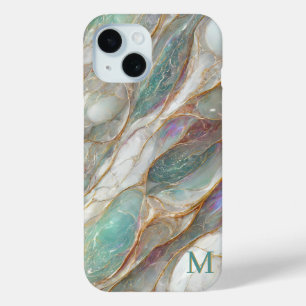 Monogramm Marmor Perlmutt Goldadern Luxus Case-Mate iPhone Hülle