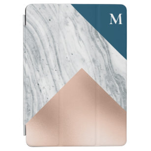 Monogramm Marmor Rose Gold Blue Personalisiert iPad Air Hülle
