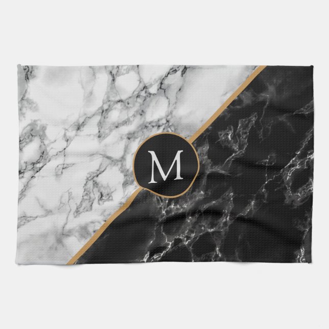 Monogramm Marmor Stone Küchentuch - Ihr Brief (Horizontal)