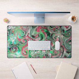 Monogramm Marmor Whimsical Niedlich Green Abstrakt Schreibtischunterlage