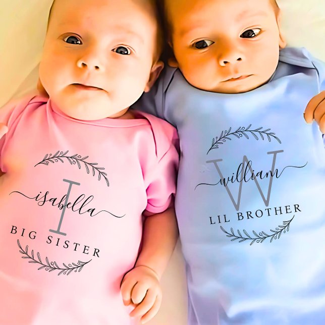 Monogramm Matching big sister small sis Baby Strampler (Von Creator hochgeladen)