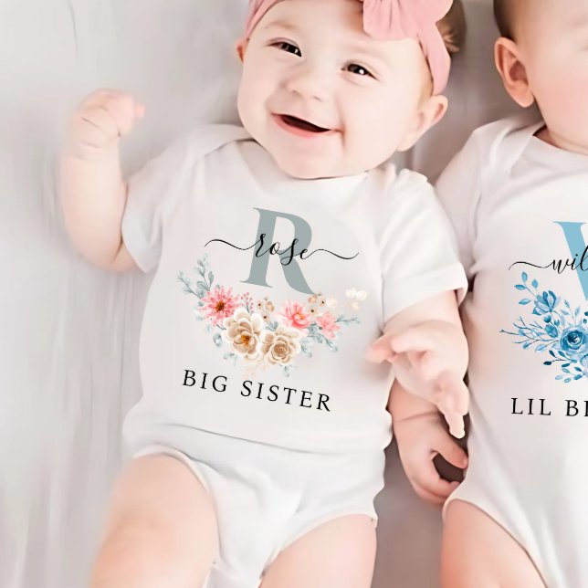 Monogramm Matching big sister small sis Baby Strampler (Von Creator hochgeladen)
